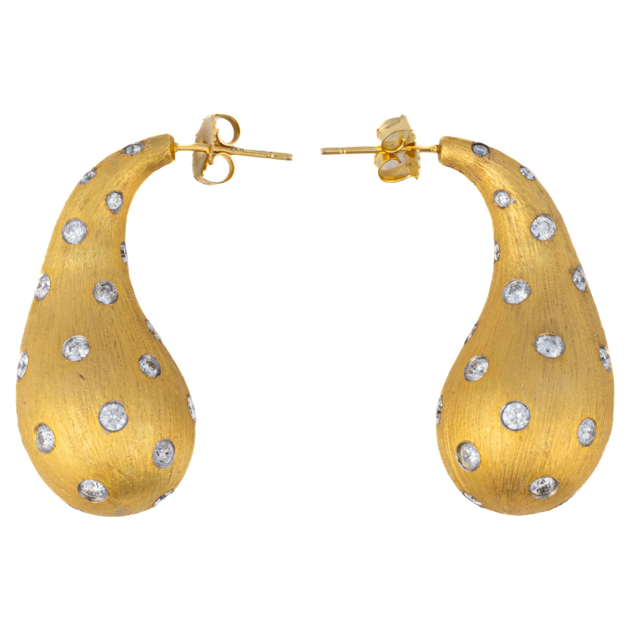 Diamond-Set Teardrop Earrings For Sale