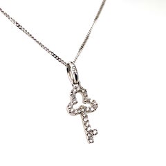 Diamond set Trefoil Key Pendant 18 Karat White Gold