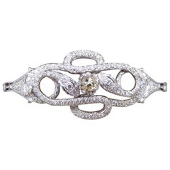 Diamond Set Two Snake Bracelet with Light Lemon Diamond Centre in White Gold