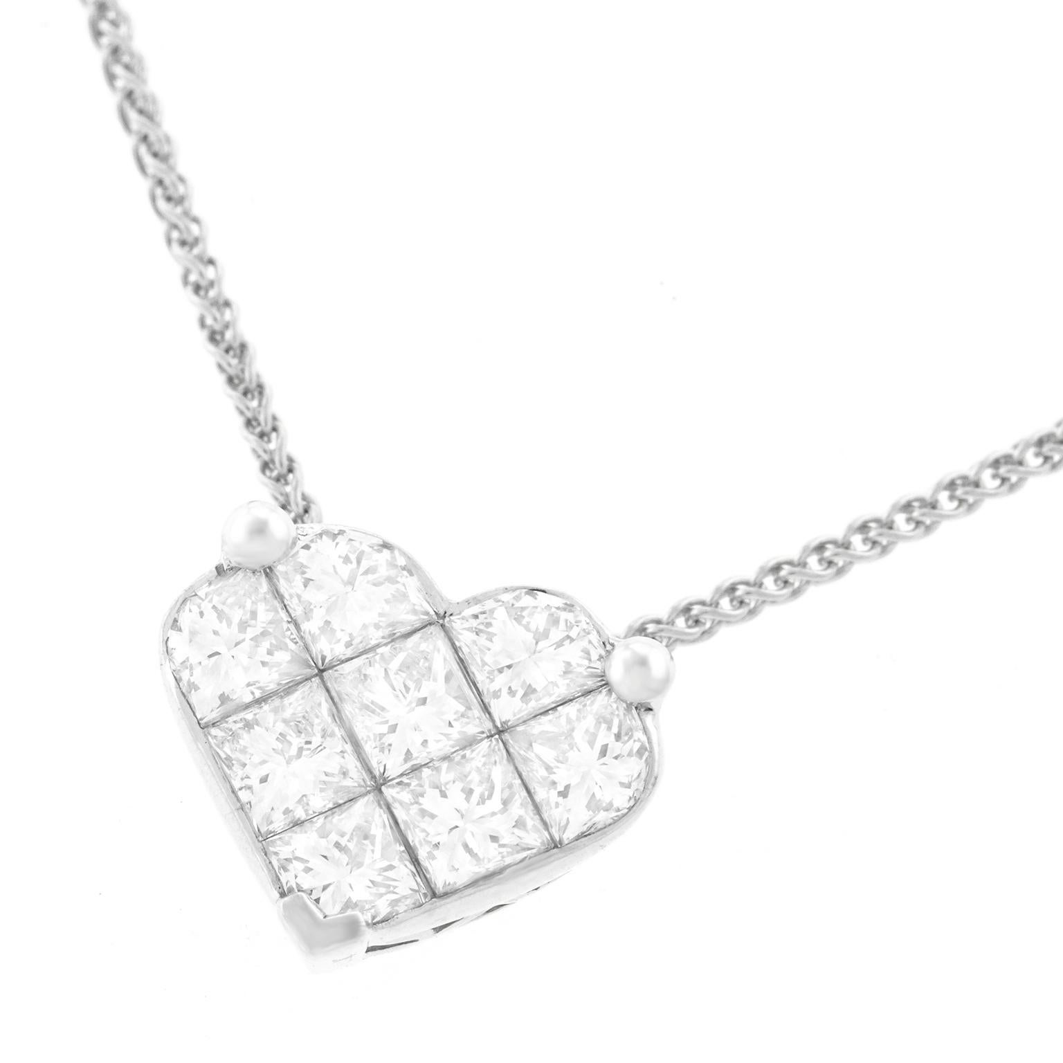 Diamond-set White Gold Heart Pendant