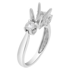 Diamond Setting with 2 Side Diamonds in 18k White Gold