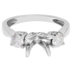 Vintage Diamond Setting with 2 Side Diamonds in 18k White Gold