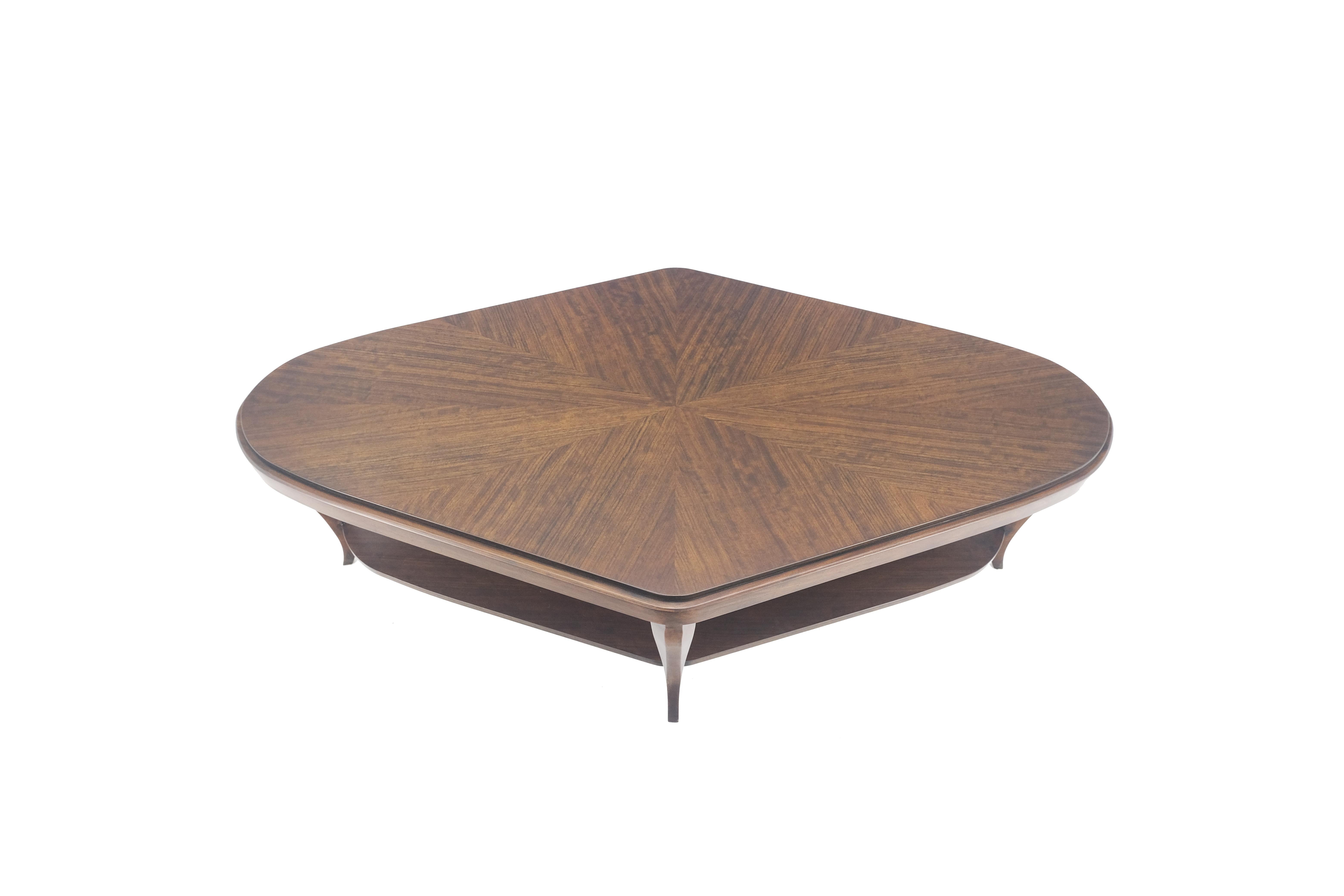 Unknown Diamond Shape Dark Mahogany Two Tier Mid Century Modern Coffee Table MINT! For Sale