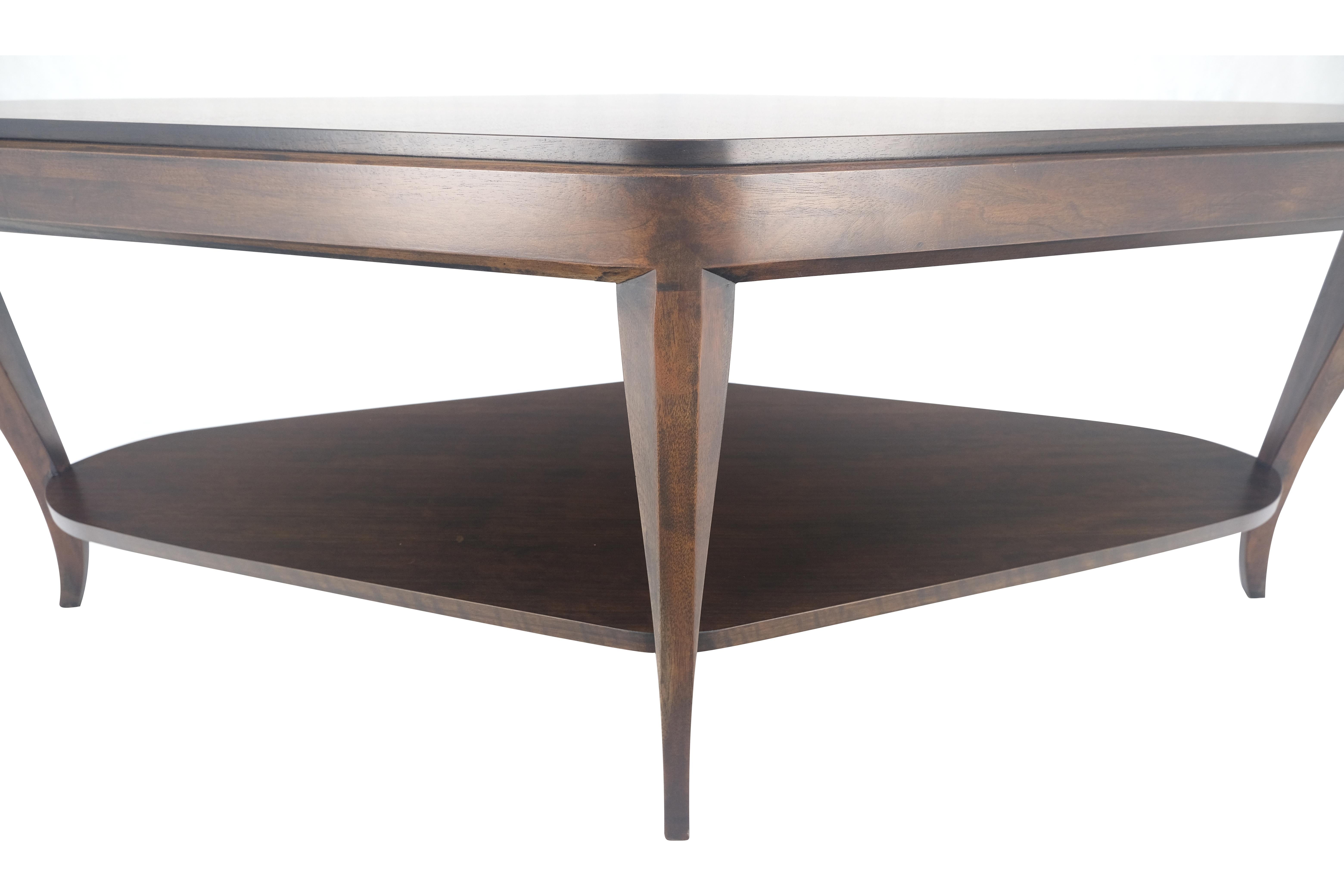 Lacquered Diamond Shape Dark Mahogany Two Tier Mid Century Modern Coffee Table MINT! For Sale