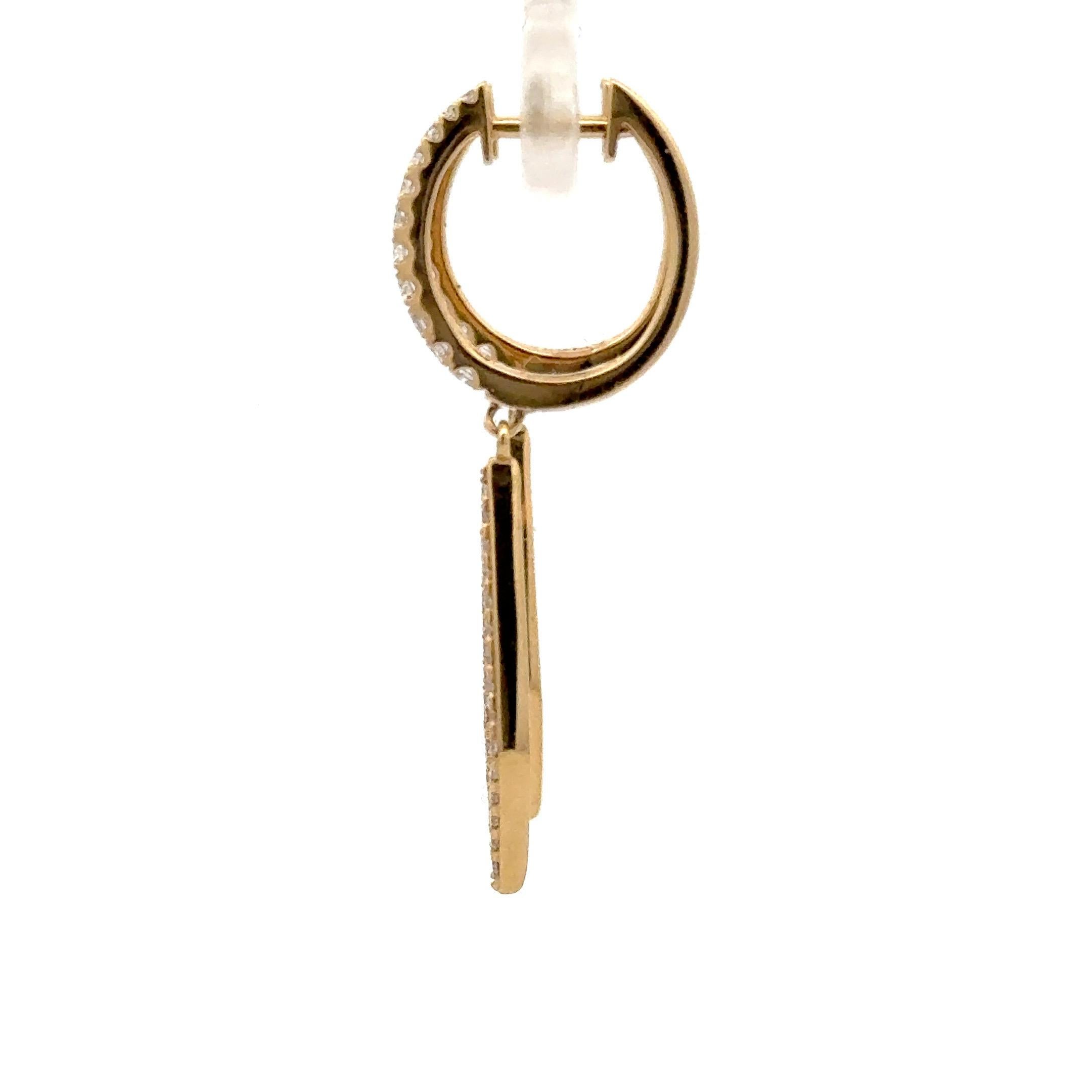 Boucles d'oreilles pendantes en or jaune 14 carats avec diamants de 0,40 carat Pour femmes en vente
