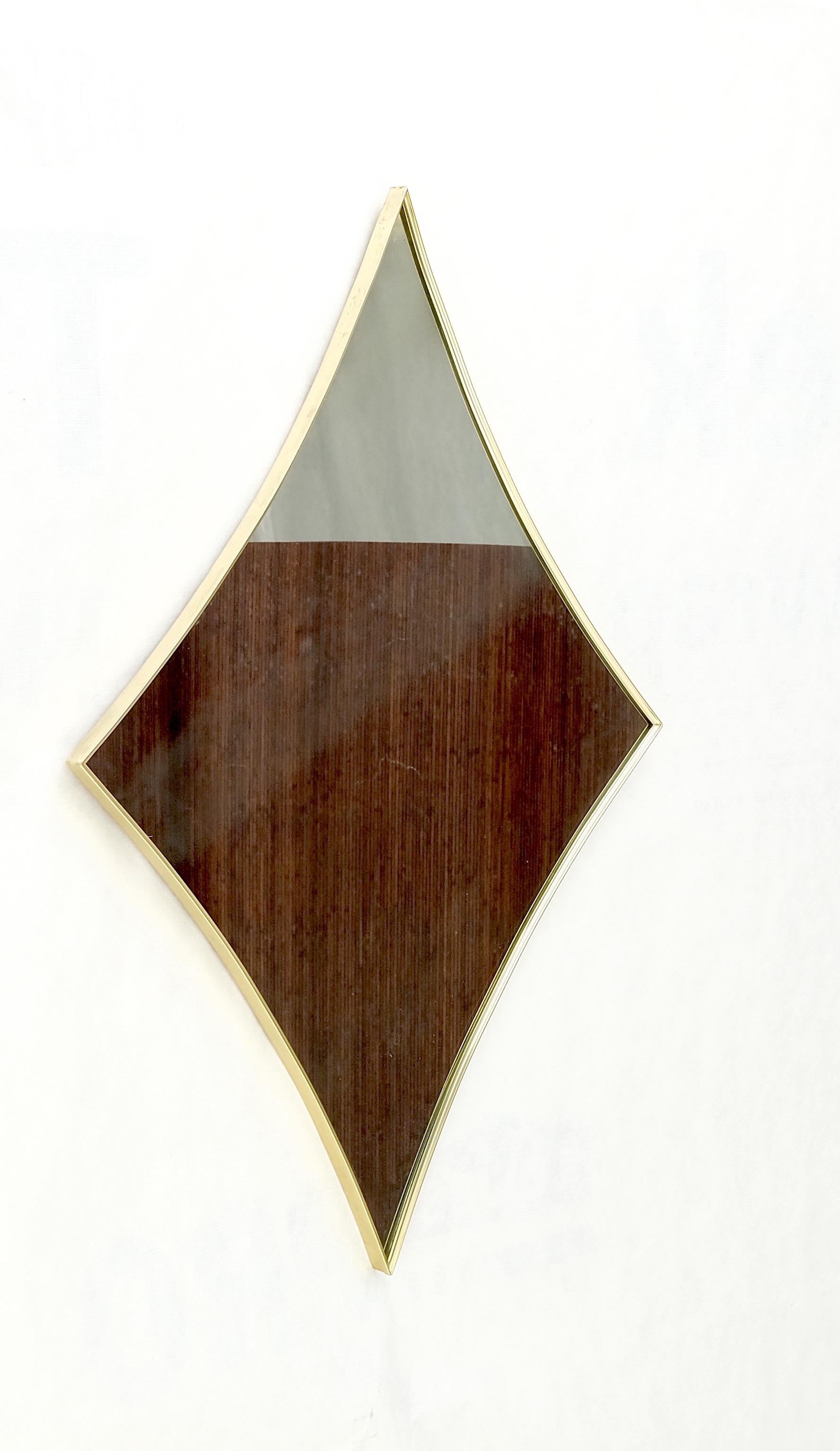 Mid-Century Modern Diamond Shape Italian Aluminum Molding Thin Profile Frame Wall Mirror Mint For Sale