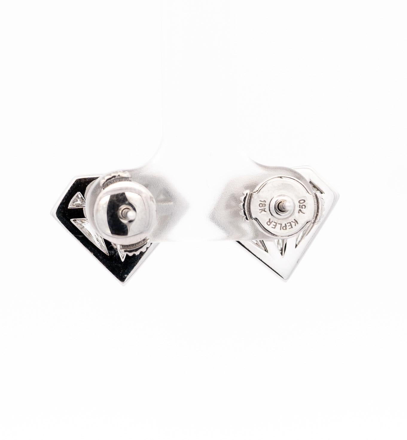 Modern Diamond Shaped 2 CTTW Diamond Stud in 18K White Gold Earrings For Sale
