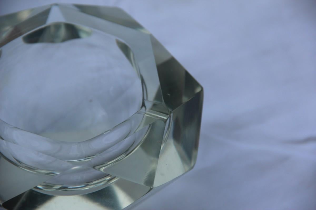 Metà XX secolo Posacenere a forma di diamante Shining Italy Design 1960s Vetro trasparente in vendita