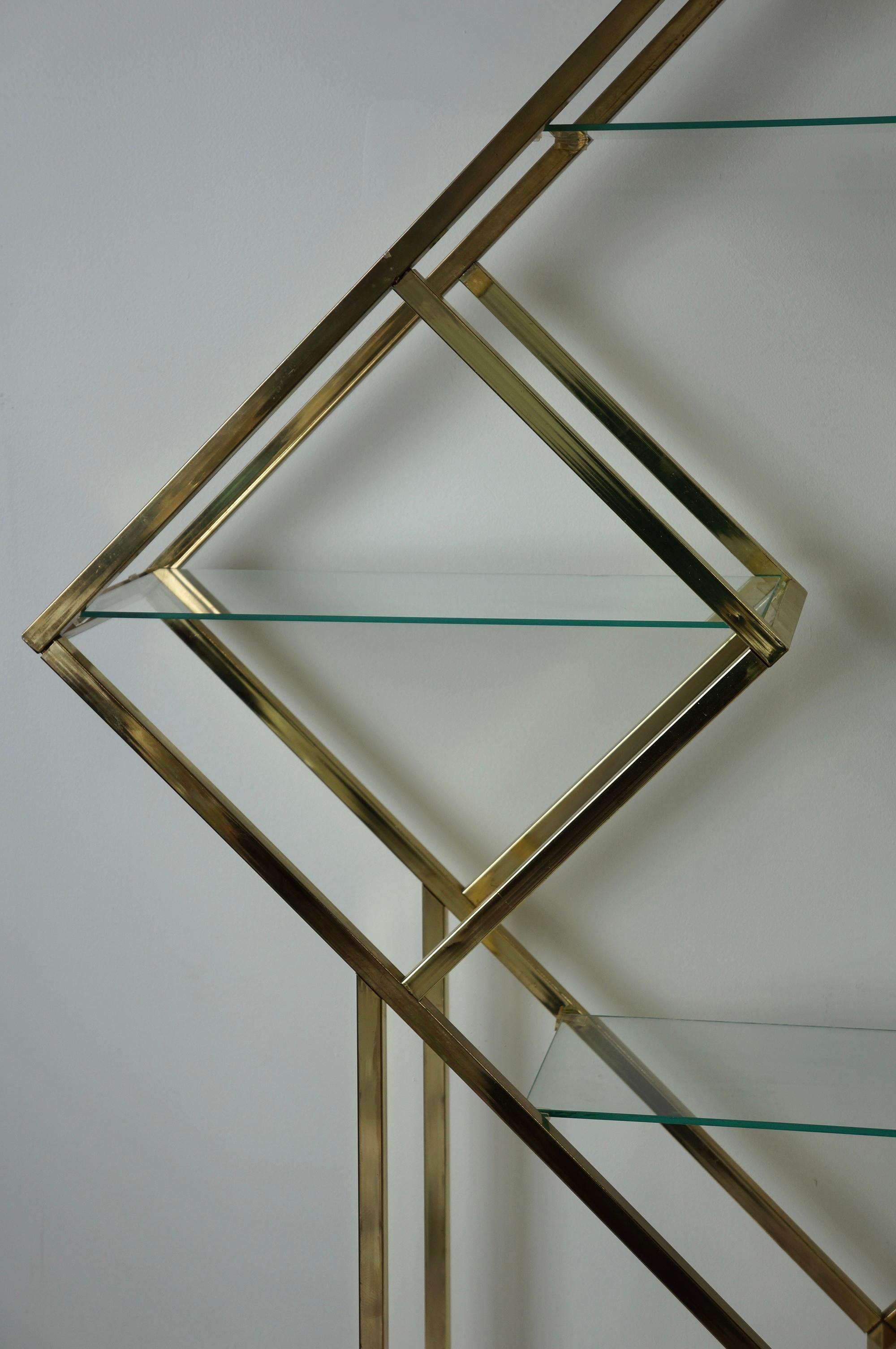 Other Diamond shaped brass etagere shelf