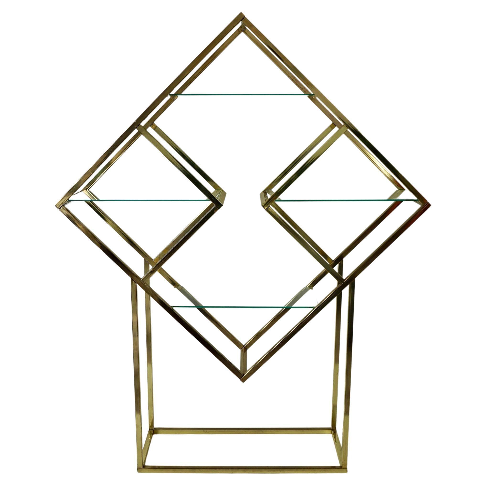 Diamond shaped brass etagere shelf