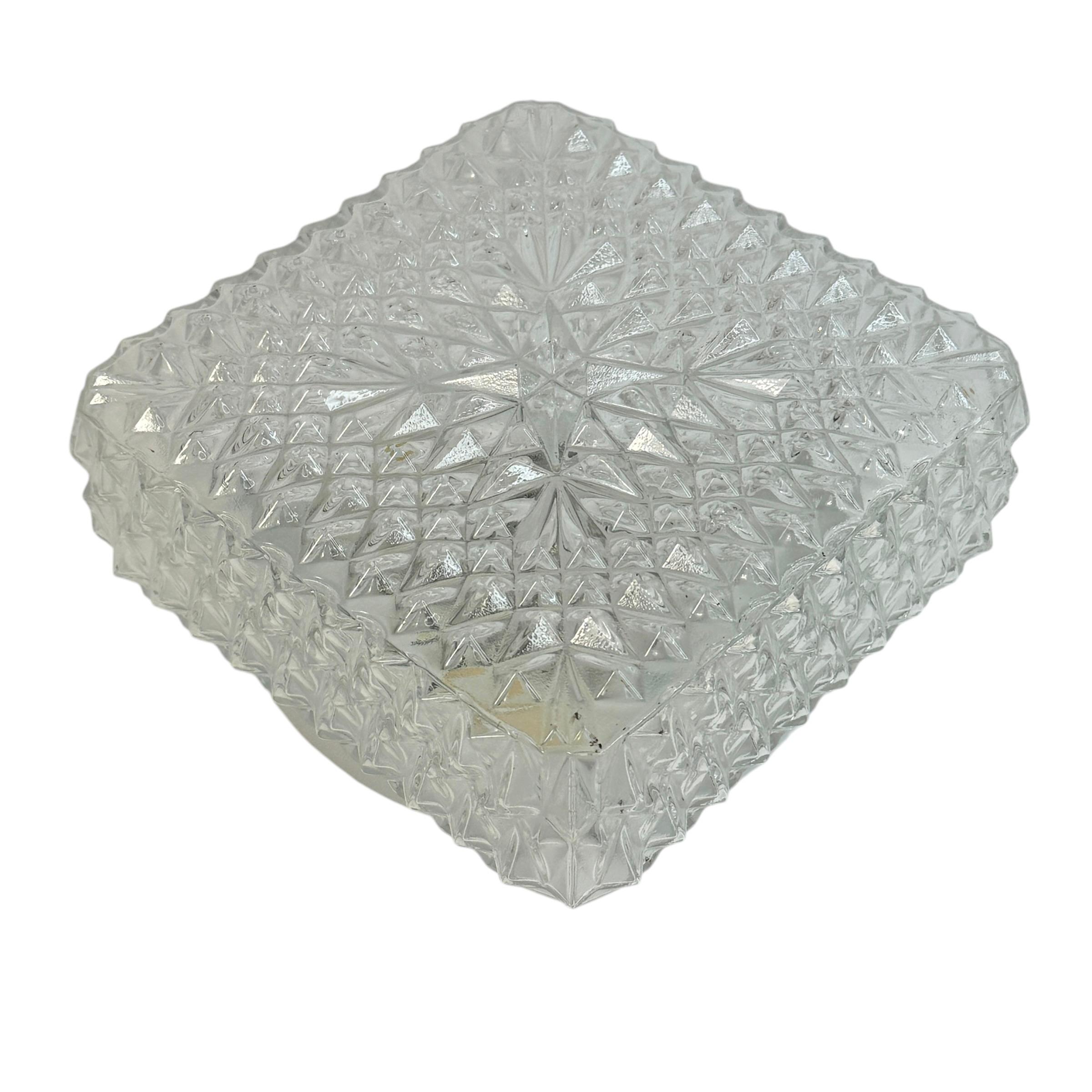 Diamantförmige Einbau-Deckenleuchte aus klarem Glas, Massive Leuchten, Deutschland (Moderne der Mitte des Jahrhunderts) im Angebot