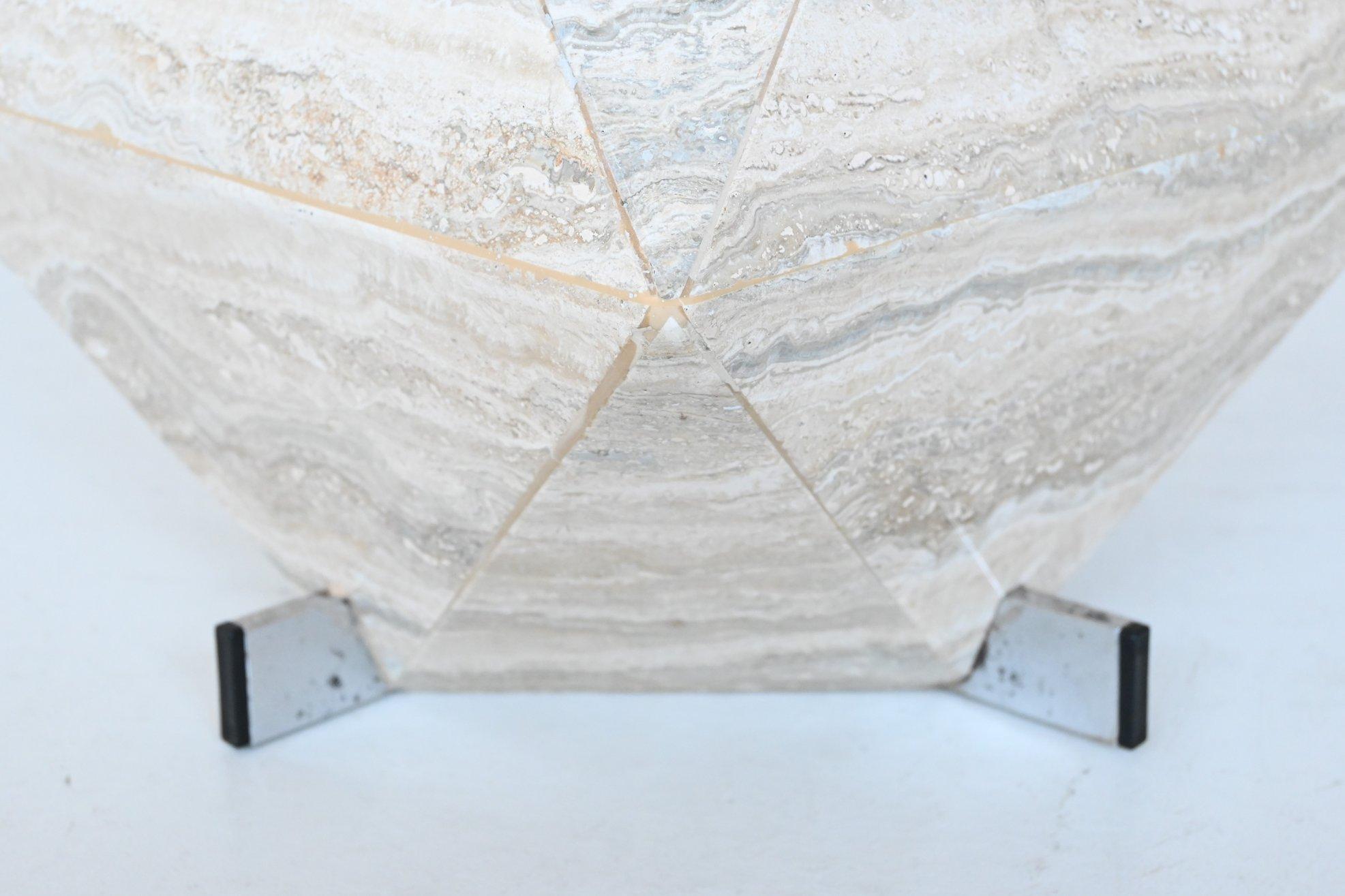Diamond shaped coffee table in travertine mid-century Italy 1960 For Sale 5