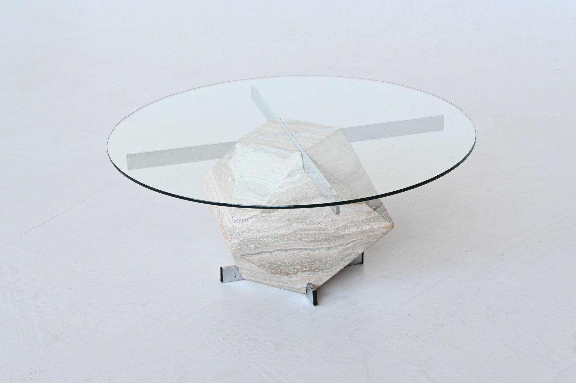 Diamond shaped coffee table in travertine mid-century Italy 1960 For Sale 7