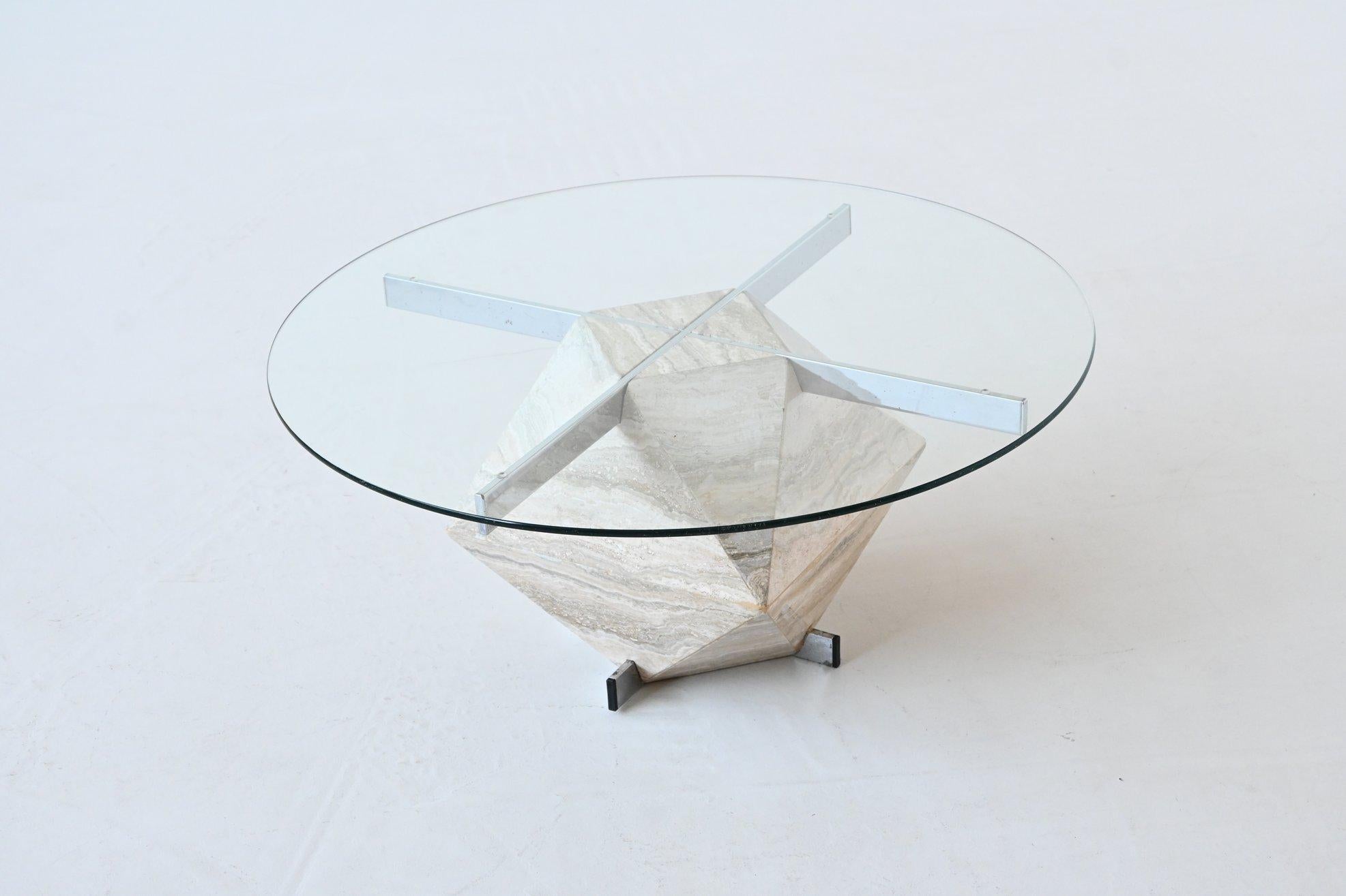Diamond shaped coffee table in travertine mid-century Italy 1960 For Sale 8