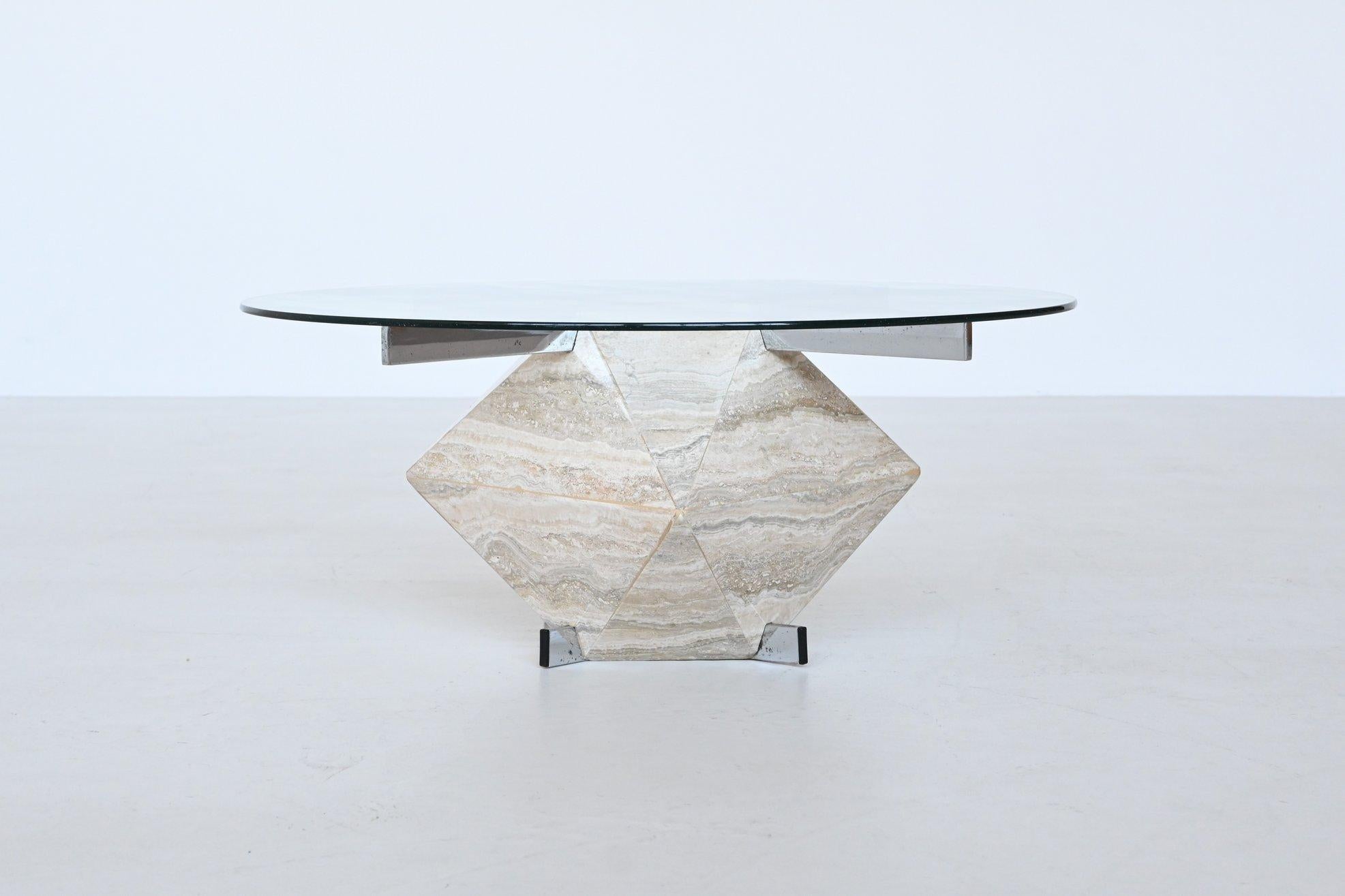 Mid-Century Modern Table basse en travertin du milieu du siècle dernier, Italie, 1960 en vente
