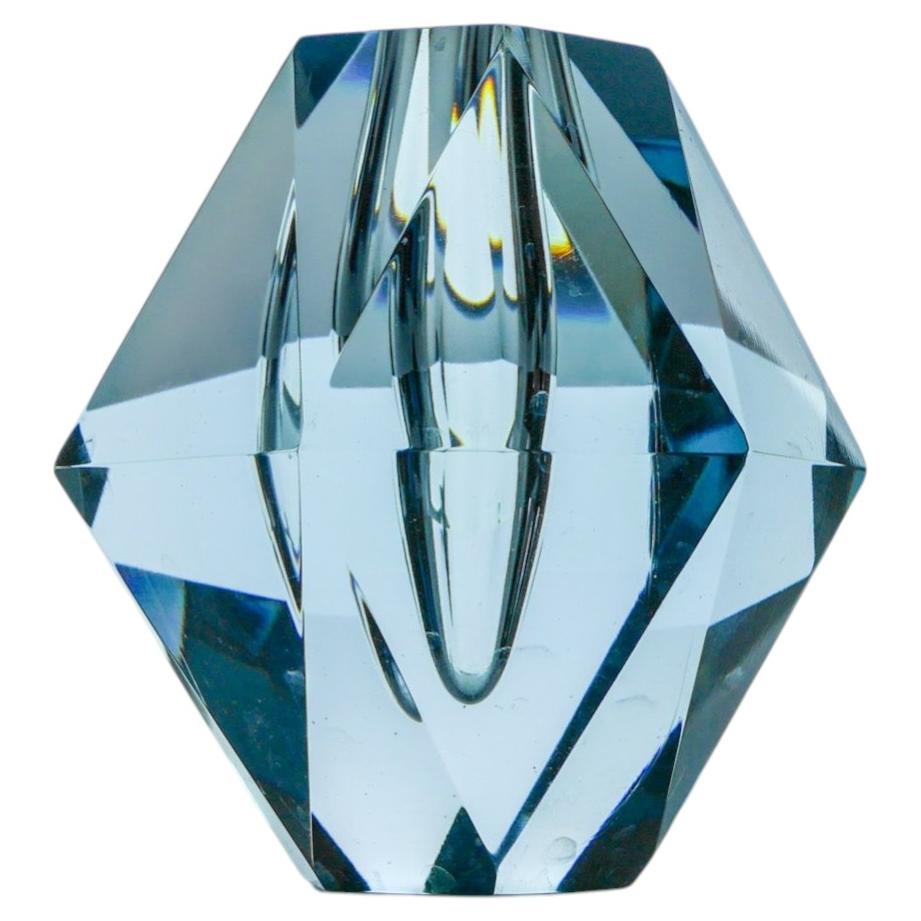 Diamond-Shaped Crystal Vase, art glass from Strömbergshyttan, Sweden For Sale