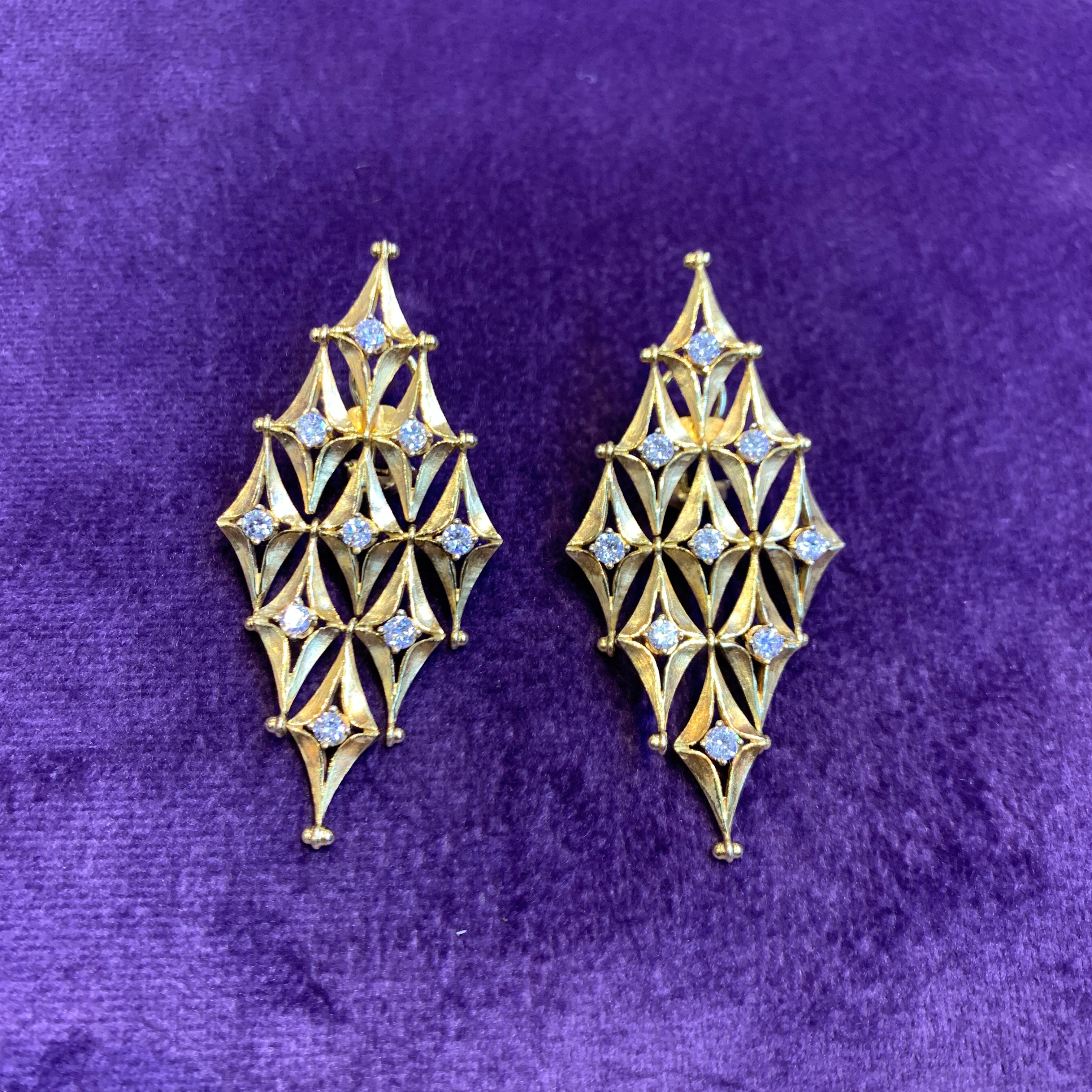 Women's Diamond Shaped Diamond Earrings For Sale