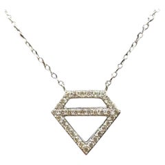 Diamond Shaped Diamond Necklace 14K White Gold 0.15ctw Adjustable