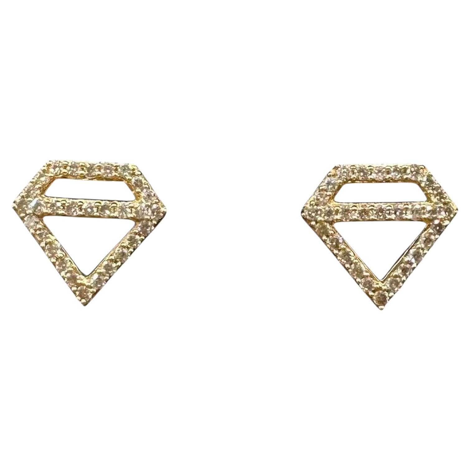 Diamond Shaped Earrings 14K Yellow Gold 0.17ctw GH SI New