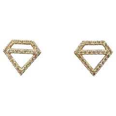 Diamond Shaped Earrings 14K Yellow Gold 0.17ctw GH SI New