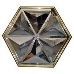 Specchio da parete ottagonale sfaccettato a forma di diamante 1976