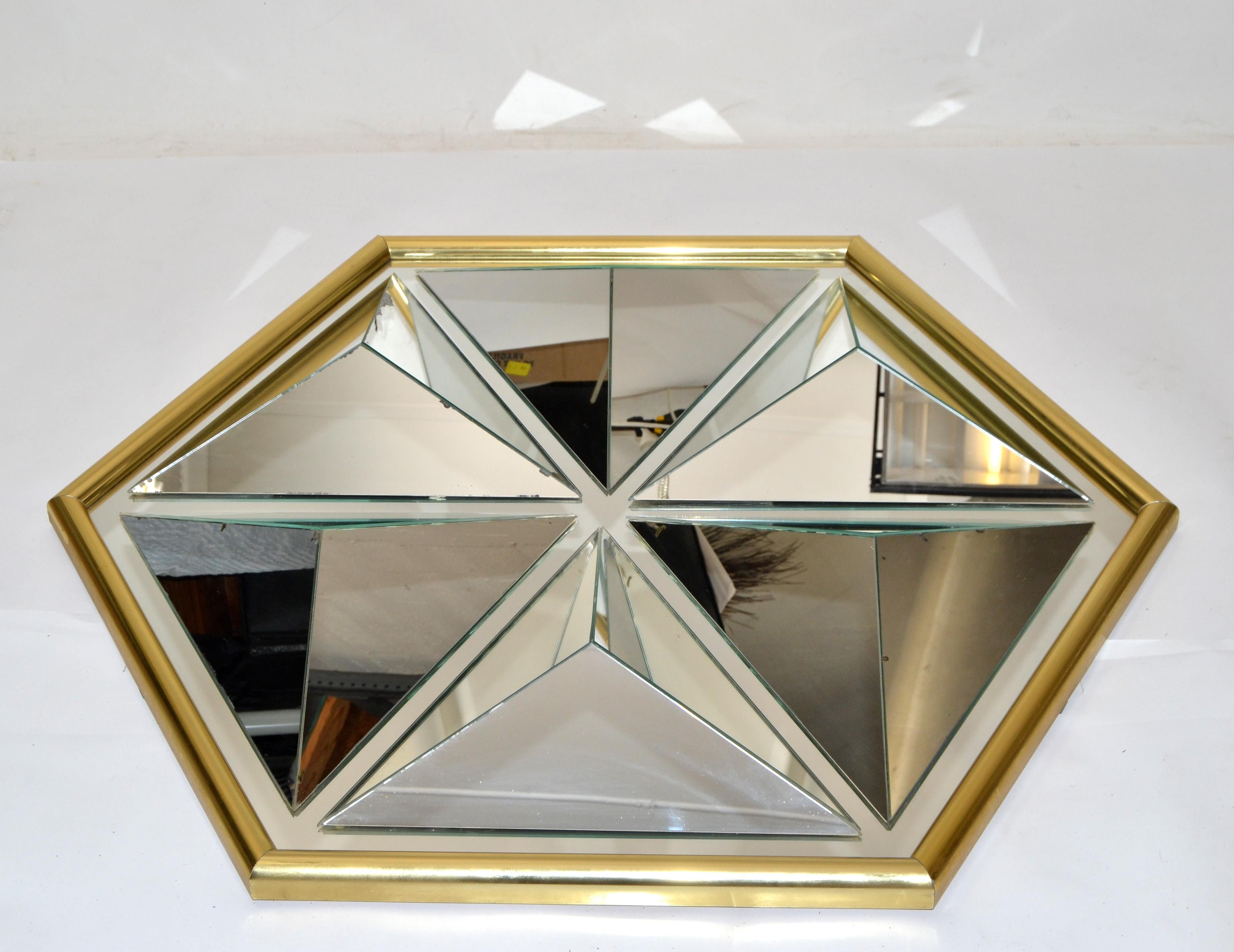 Diamond Shaped Faceted Octagonal Wall Mirror 1976 For Sale 4