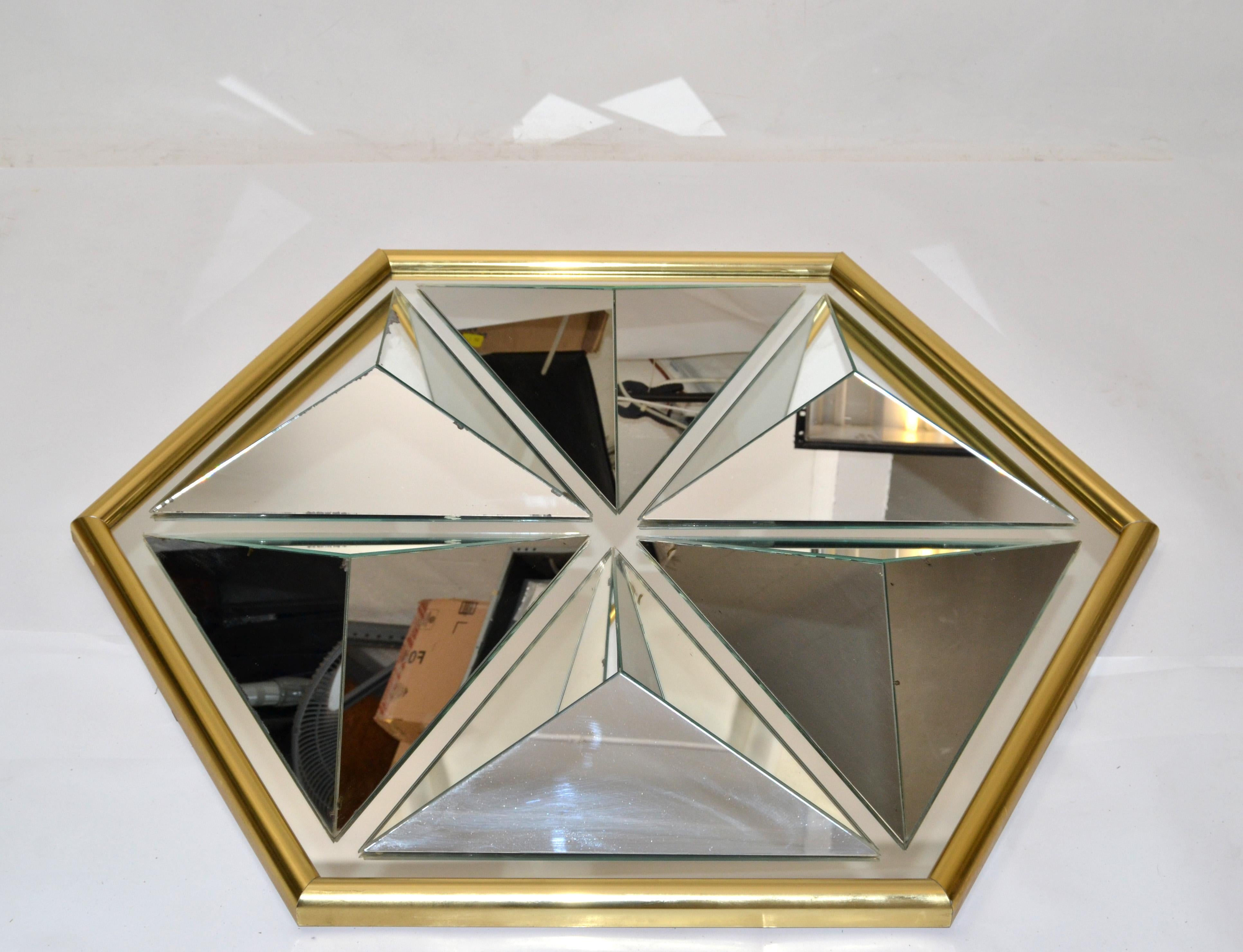 Diamond Shaped Faceted Octagonal Wall Mirror 1976 For Sale 1
