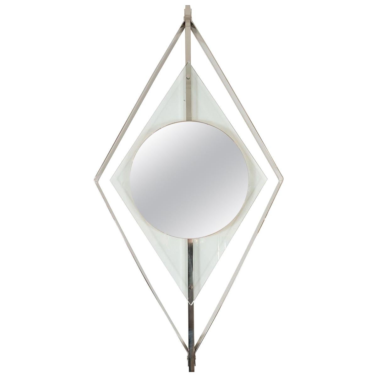 Diamond-Shaped Floating Surround Mirror For Sale