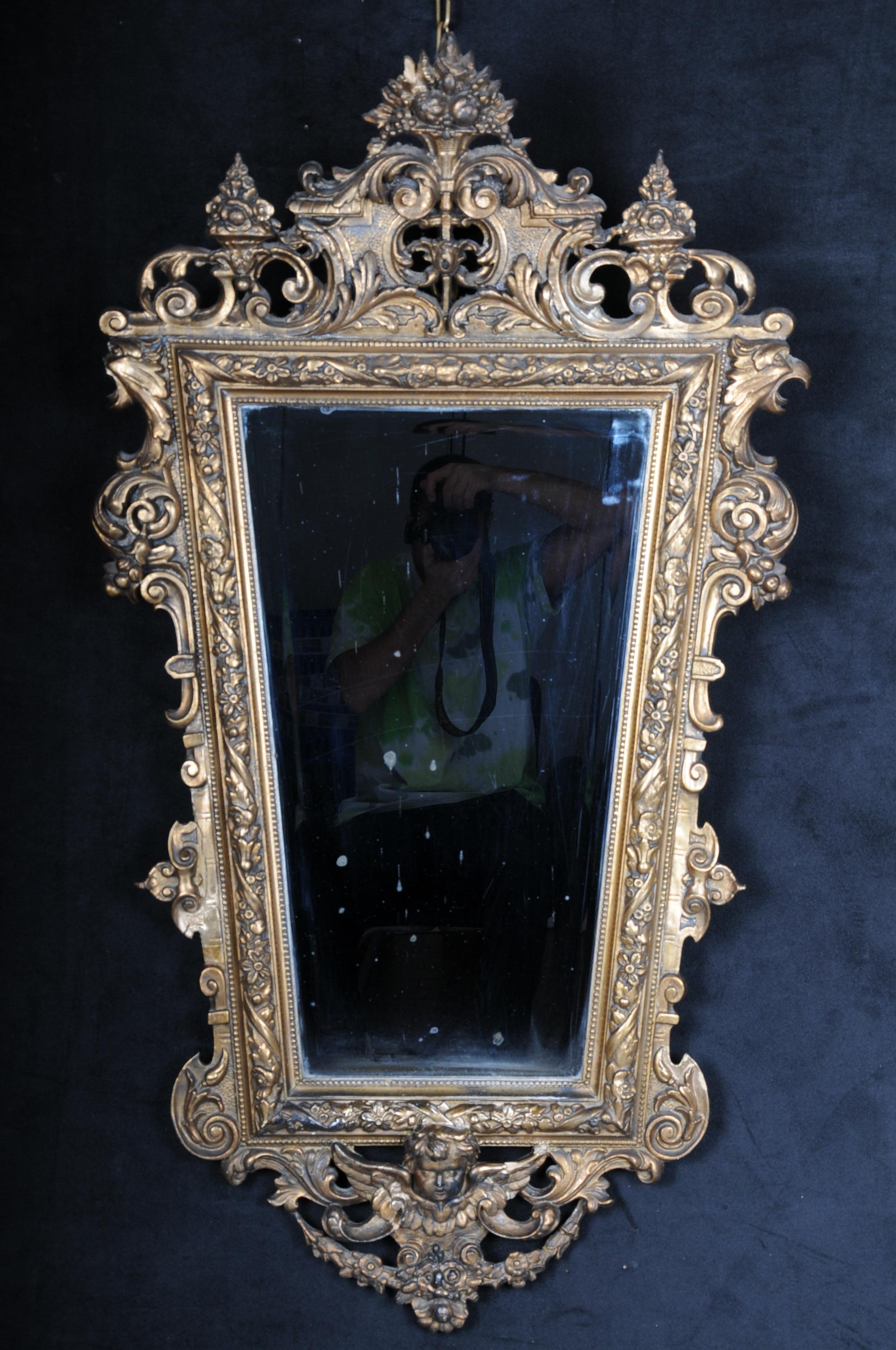 Diamond-Shaped Historicism Wall Mirror, Gold Around 1870 For Sale 4