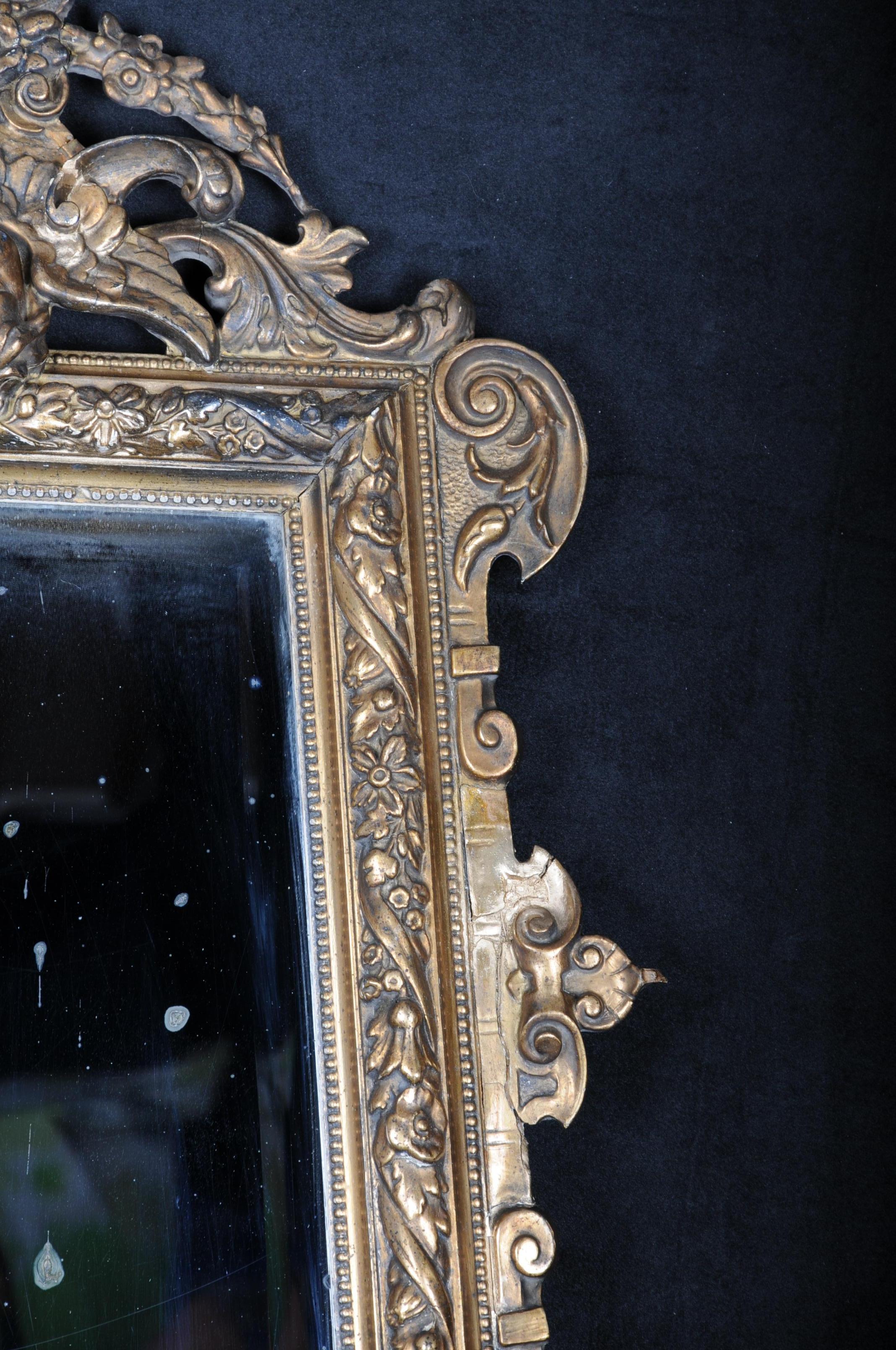 Diamond-Shaped Historicism Wall Mirror, Gold Around 1870 For Sale 5