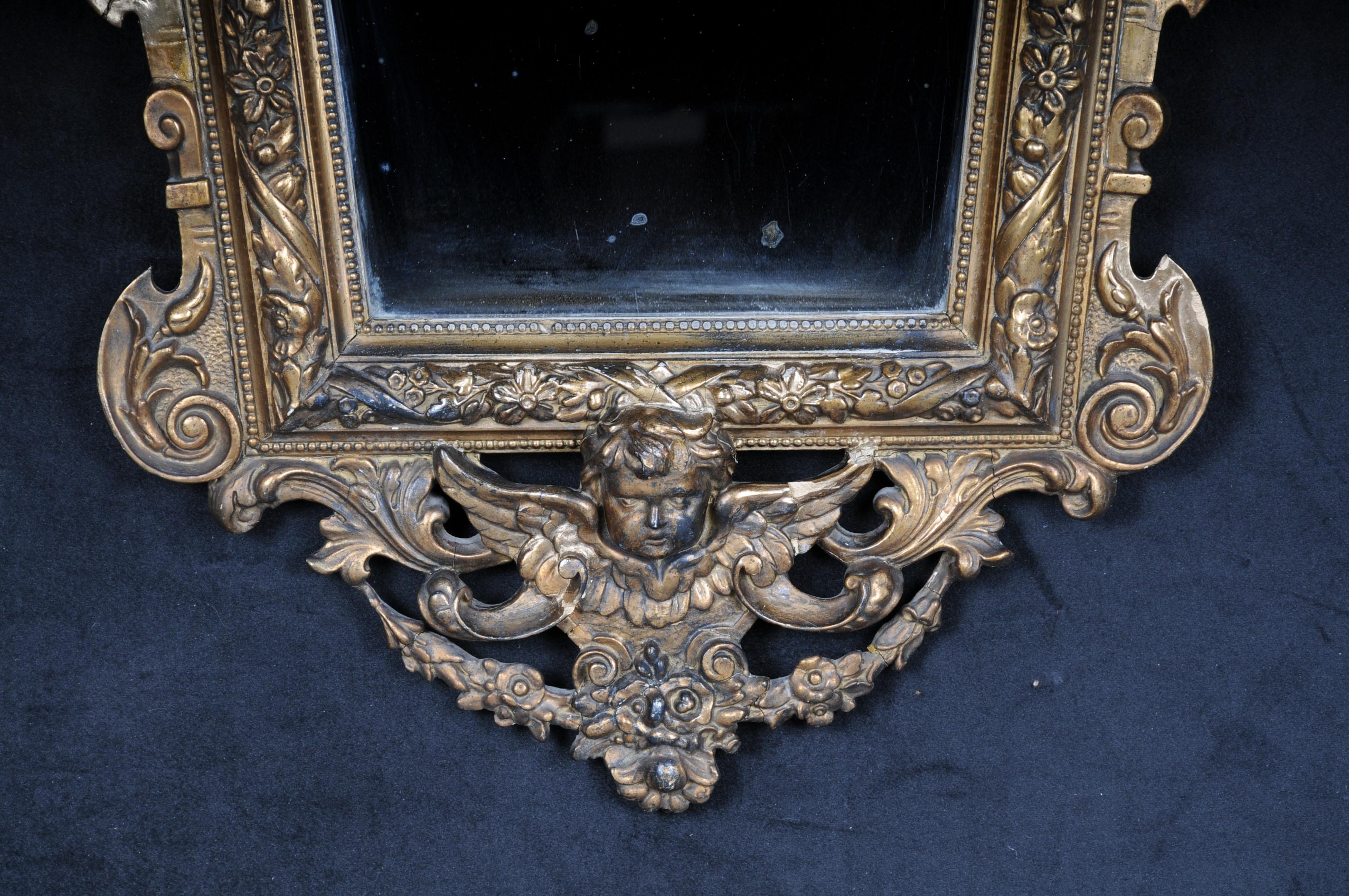 Diamond-Shaped Historicism Wall Mirror, Gold Around 1870 For Sale 6