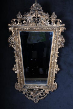 Specchio da parete a forma di diamante, storicità, oro 1870 circa