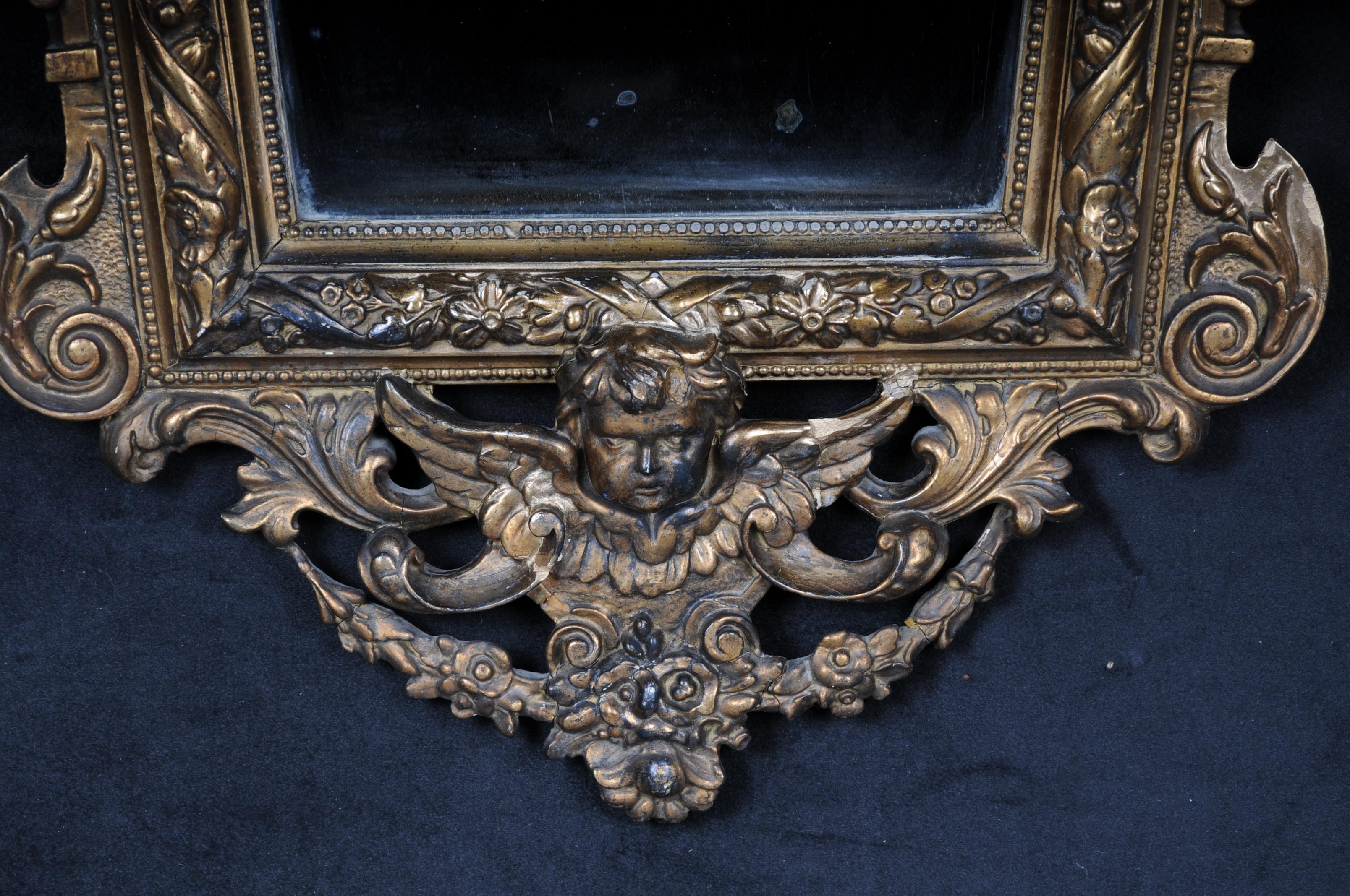 Miroir mural d'historicisme en forme de diamant, or vers 1870 Bon état - En vente à Berlin, DE