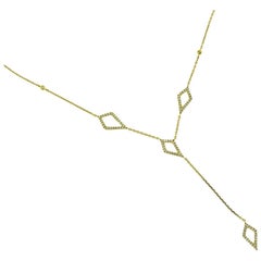 Diamond-Shaped in 18 Karat Yellow Gold Falling Diamond Lariat Necklace