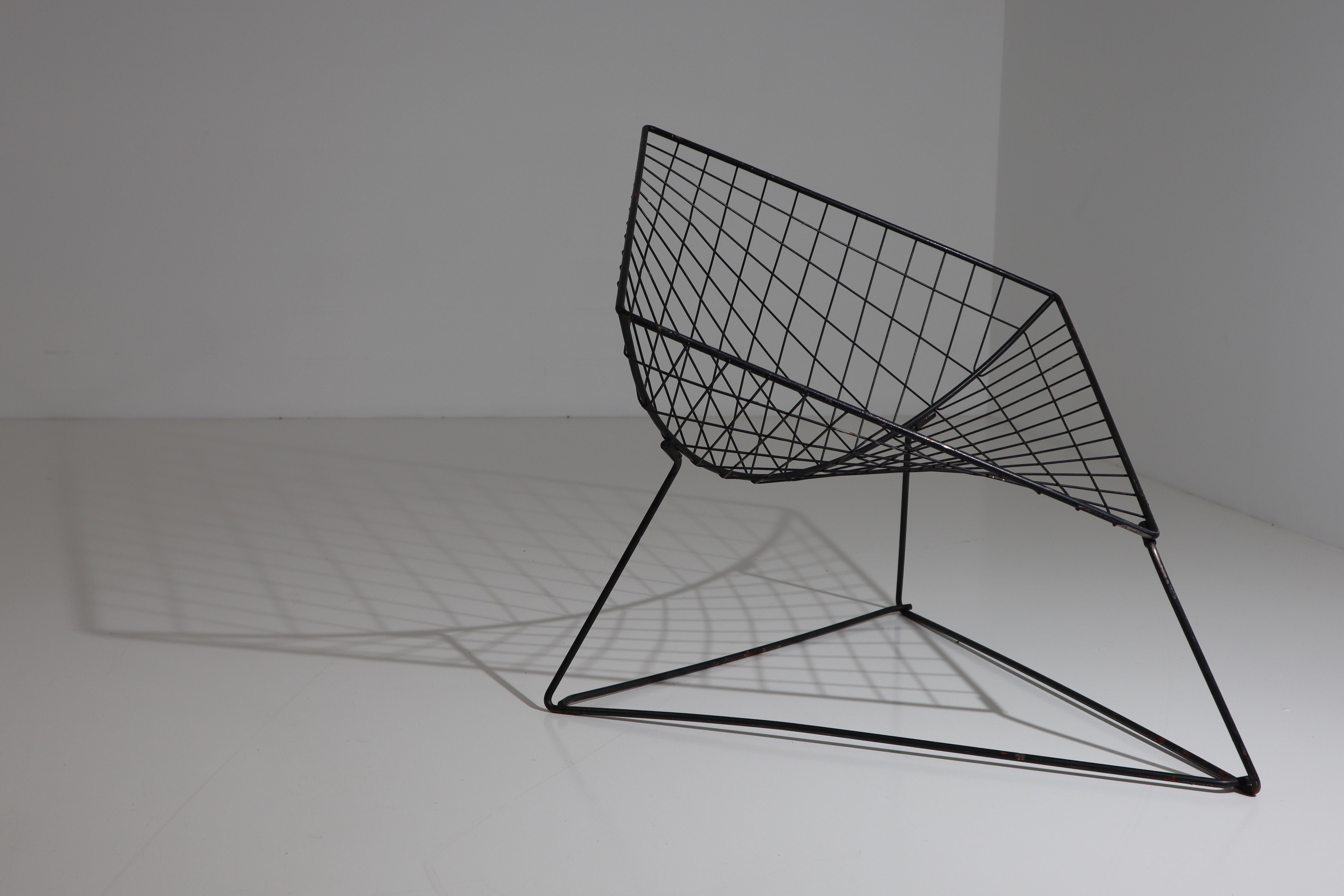 Late 20th Century Diamond Shaped Metal Wired Chairs Designed by Niels Gammelgaard in the 1980s