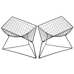 Diamond Shaped Metal Wired Chairs Designed by Niels Gammelgaard in the 1980s
