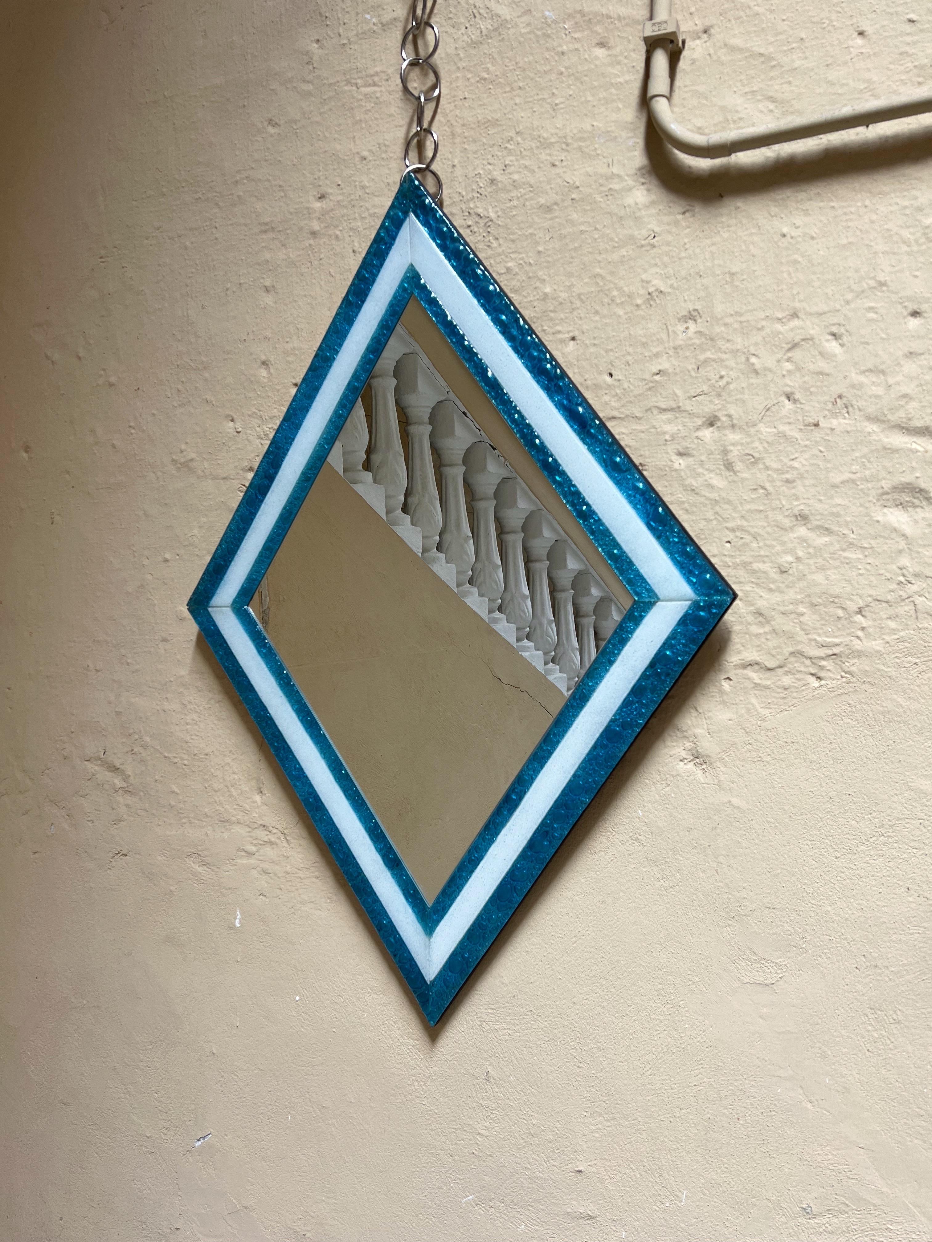 Diamond-Shaped Murano Glass Wall Mirror from La Murrina, 1980s For Sale 1