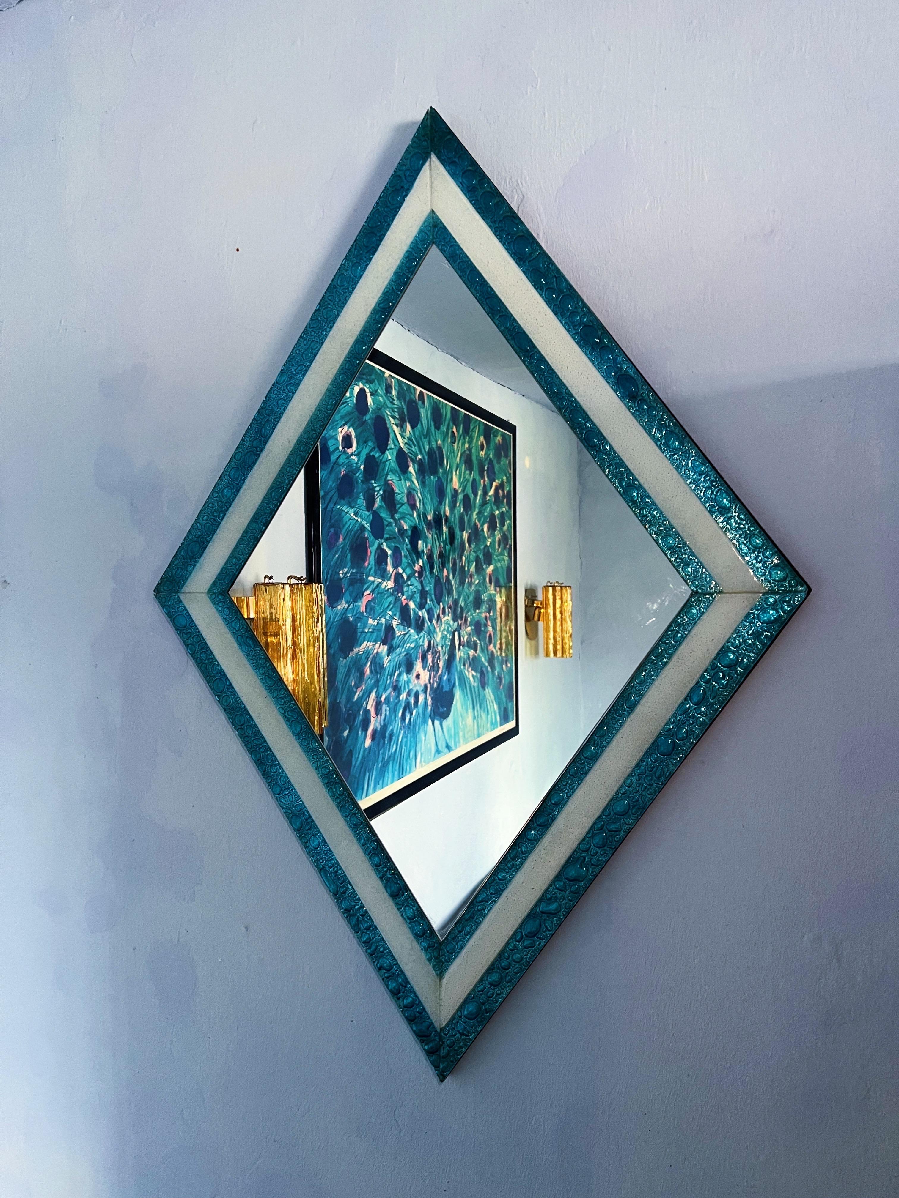 Diamond-Shaped Murano Glass Wall Mirror from La Murrina, 1980s For Sale 2