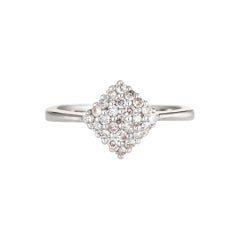Diamond Shaped Pinky Ring Estate 14 Karat Gold Pave Set Vintage Fine Jewelry