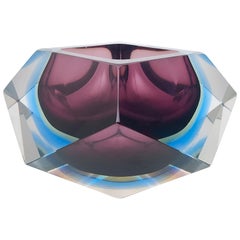 Diamond Shaped Sommerso Glass Ashtray or Catchall by Flavio Poli, Italy, 1960s