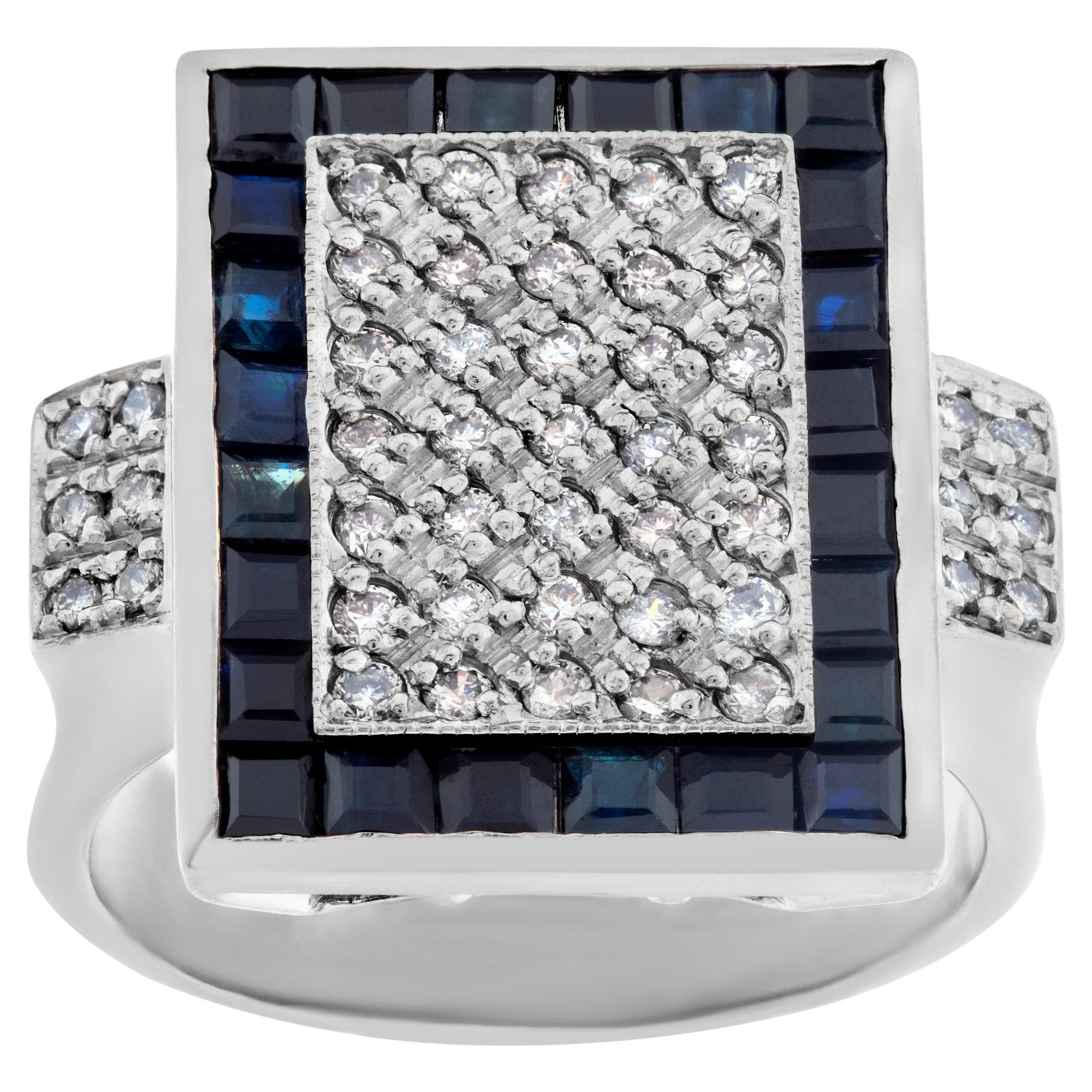Diamond Sheild Ring in 18k White Gold with 0.75 Carats in Pave Diamonds For Sale