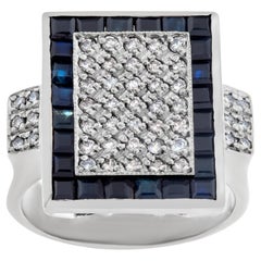 Diamond Sheild Ring in 18k White Gold with 0.75 Carats in Pave Diamonds