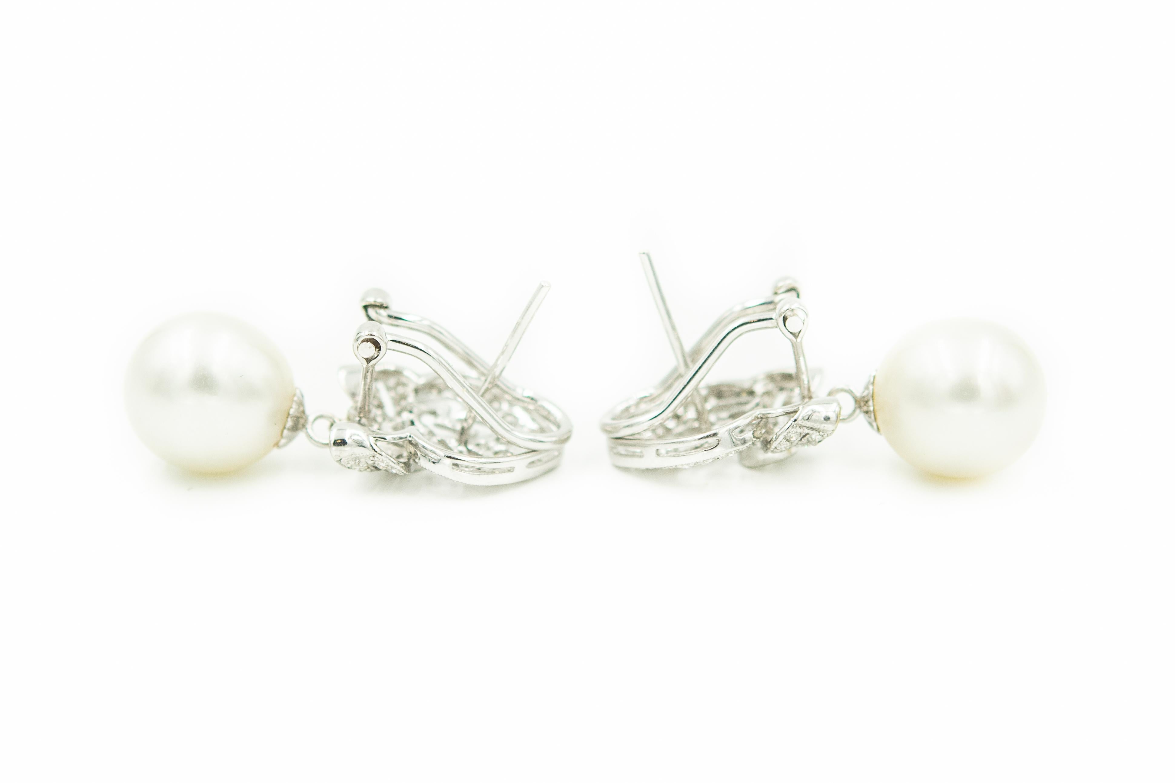 diamond stud pearl drop earrings