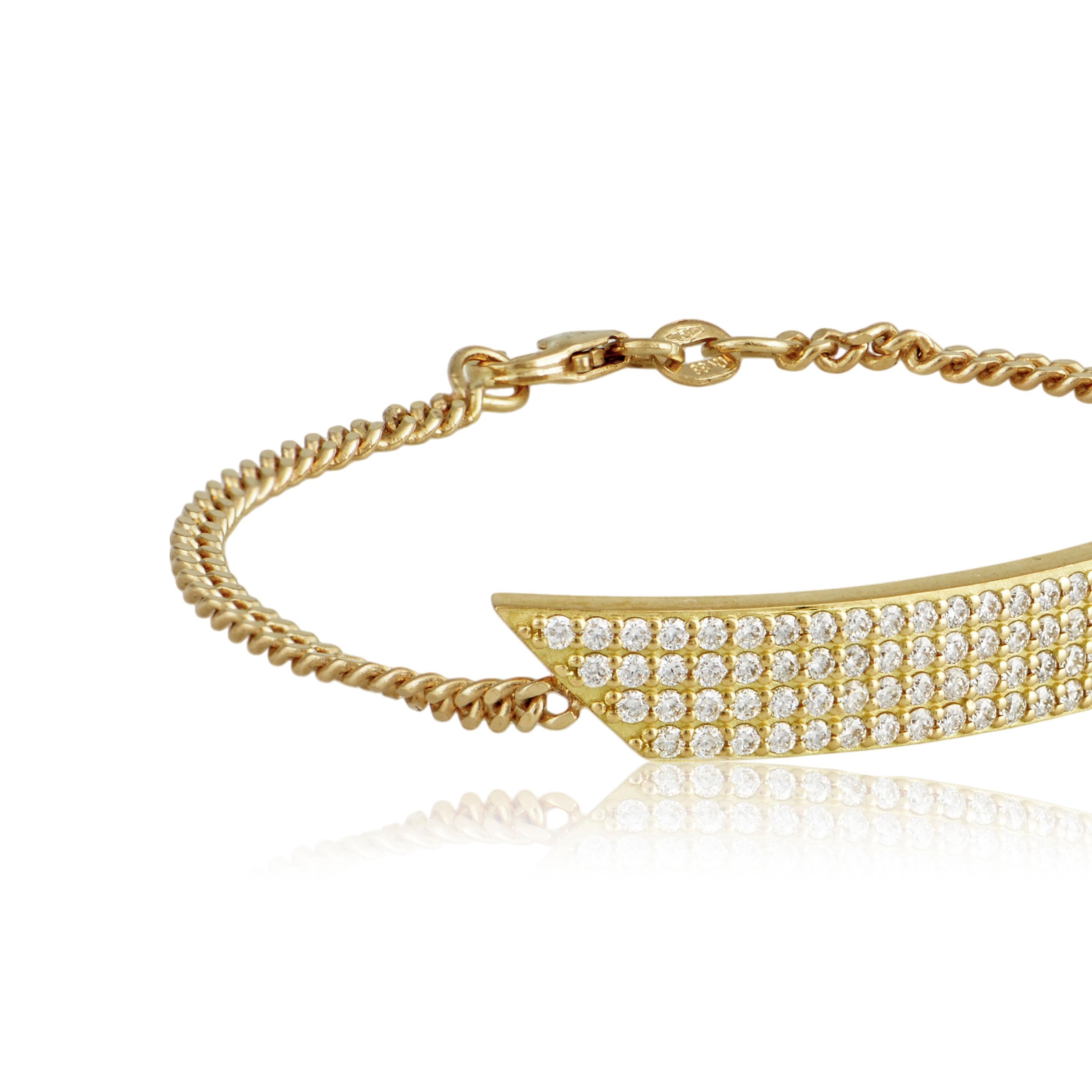 Pulsera de Diamantes en Oro Amarillo de 18 Kilates Corte redondo en venta