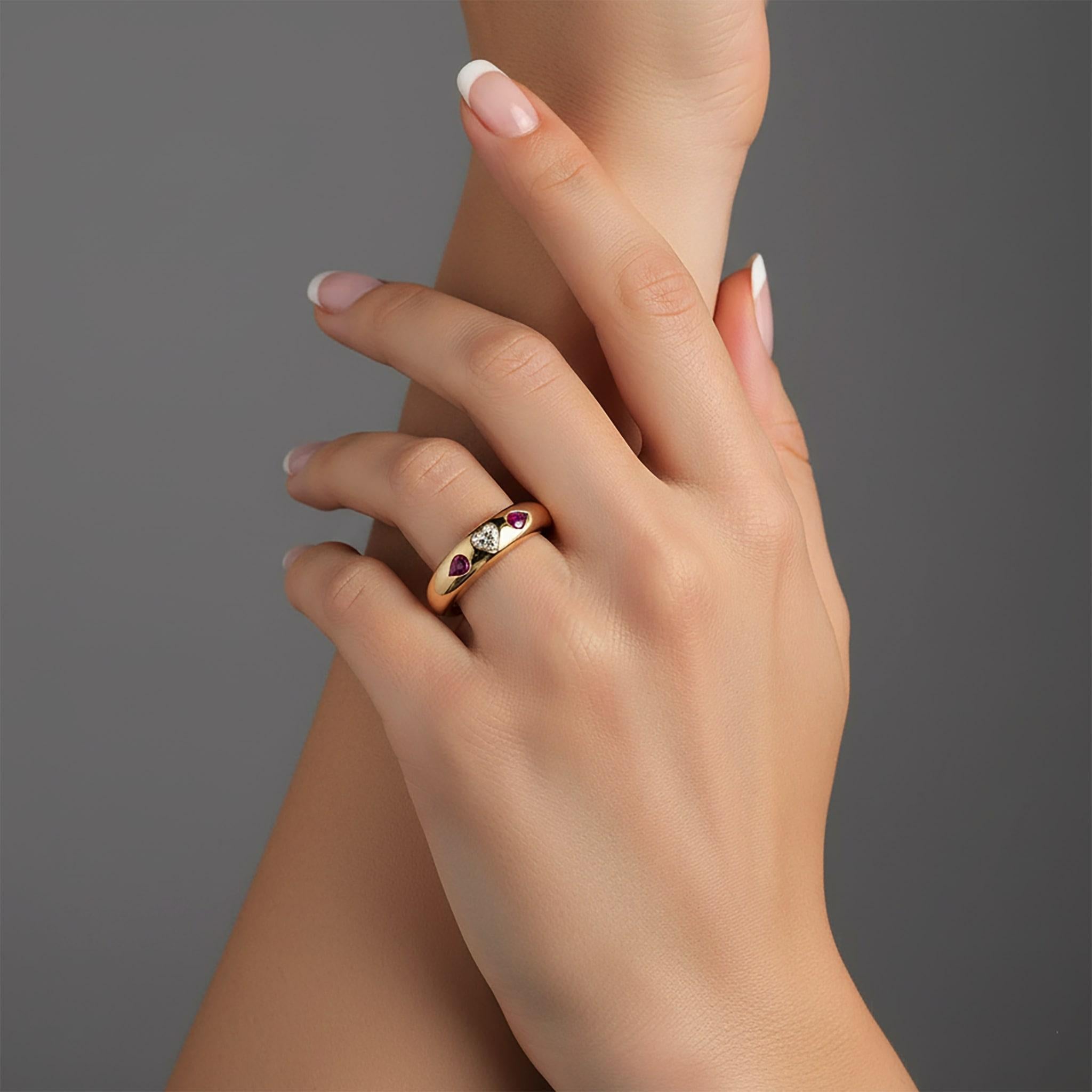 in vendita:  Anello a cupola in oro giallo Diamond Shine Ruby 14K (o 18k su richiesta) 2