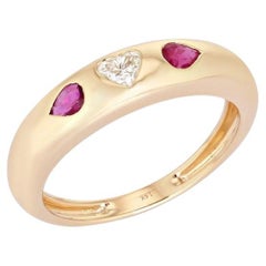Diamond Shine Ruby 14K Yellow Gold Dome Ring