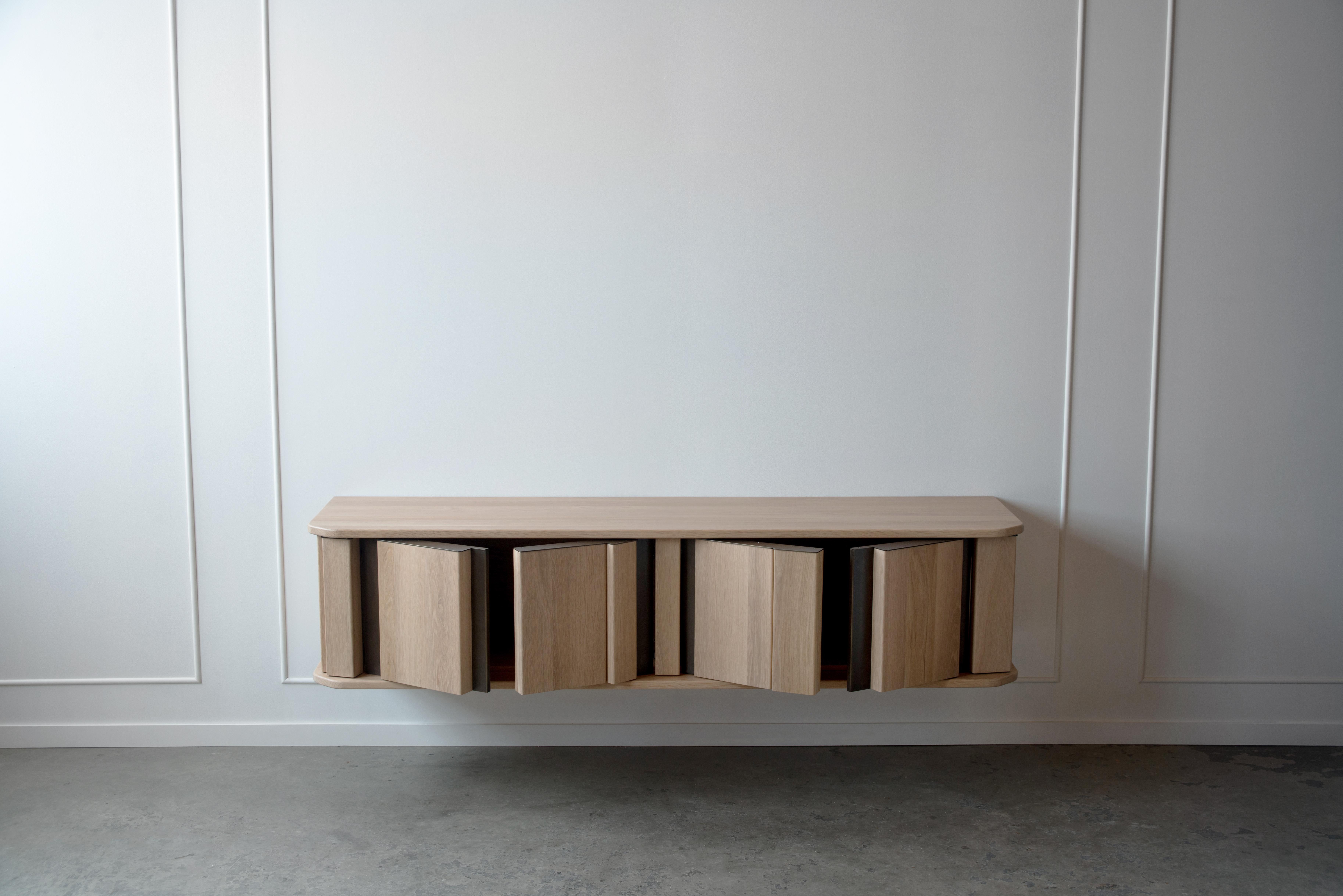 Canadian Diamond Sideboard in White Oak and Antique Bronze by Simon Johns For Sale