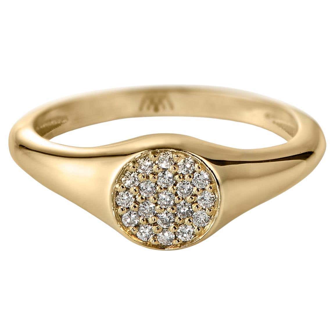 Customizable Diamond Signet Ring, 18K gold For Sale at 1stDibs