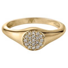 Bague signet en or 18 carats et diamants