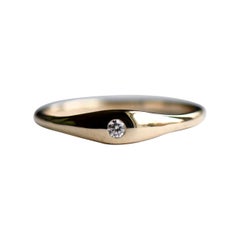 Diamond Signet Ring in 14 Karat Yellow Gold Ring
